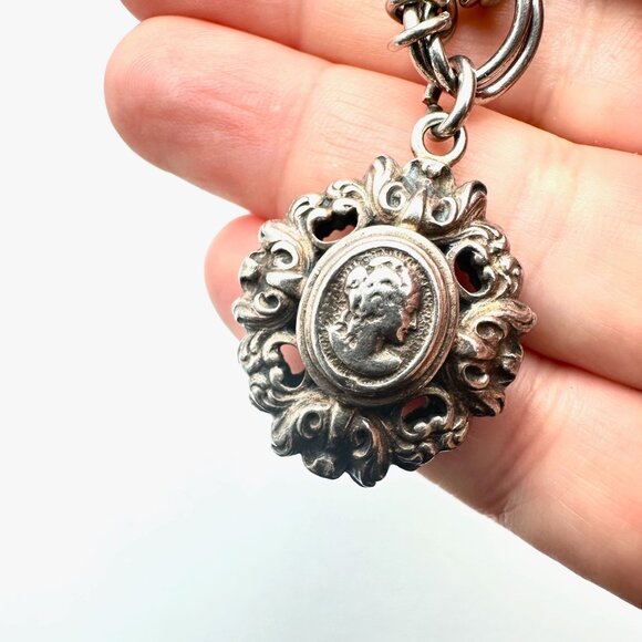 Antique Unsigned Peruzzi? Sterling Silver Charm Bracelet Unique Large Charms - Picture 10 of 10